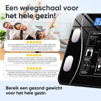 NuCare Slimme Weegschaal - Smart - Luxe personenweegschaal - Digitale - Scale - Inclusief app - Zwart